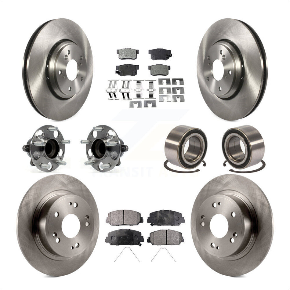 Front Rear Wheel Hub Bearings Assembly Disc Brake Rotors And Ceramic Pads Kit (10Pc) For 2017-2018 Acura ILX KBB-107226 by Transit Auto
