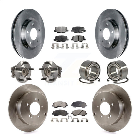 Front Rear Wheel Hub Bearings Assembly Disc Brake Rotors And Ceramic Pads Kit (10Pc) For 2013 Mitsubishi Outlander FWD with 3.0L KBB-107236 by Transit Auto