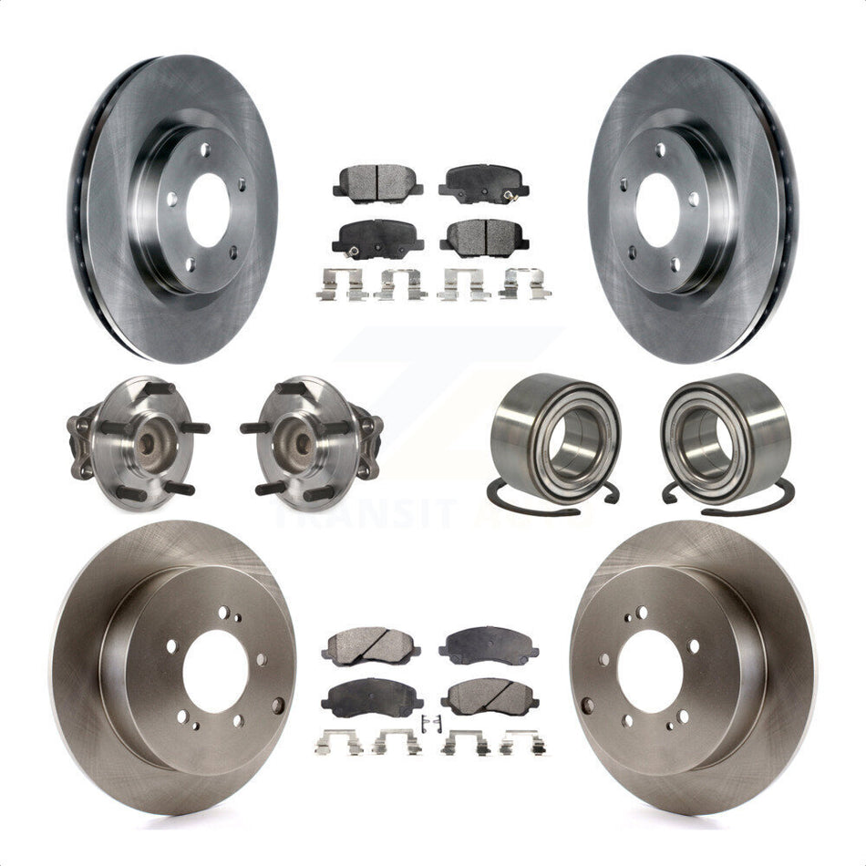 Front Rear Wheel Hub Bearings Assembly Disc Brake Rotors And Ceramic Pads Kit (10Pc) For 2013 Mitsubishi Outlander FWD with 3.0L KBB-107236 by Transit Auto