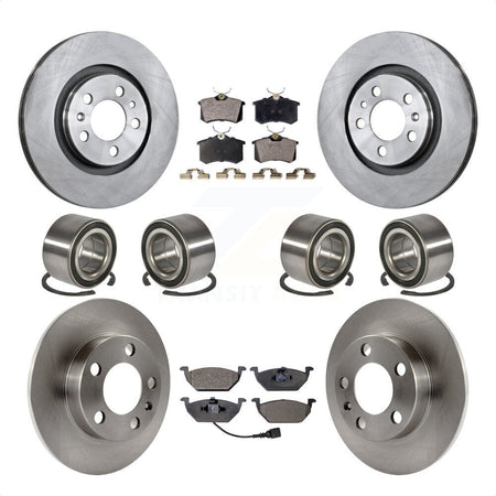 Front Rear Wheel Bearings Disc Brake Rotors And Ceramic Pads Kit (10Pc) For 2004 Volkswagen Golf 2.0L 1.9L KBB-107254 by Transit Auto