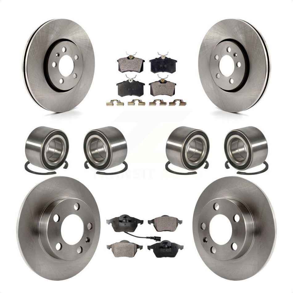 Front Rear Wheel Bearings Disc Brake Rotors And Ceramic Pads Kit (10Pc) For 2004 Volkswagen Golf 2.8L 1.8L KBB-107255 by Transit Auto
