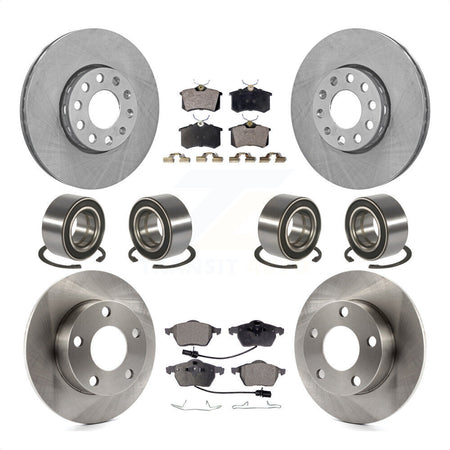 Front Rear Wheel Bearings Disc Brake Rotors And Ceramic Pads Kit (10Pc) For 2000 Volkswagen Passat 2.8L with Naturally Aspirated KBB-107261 by Transit Auto