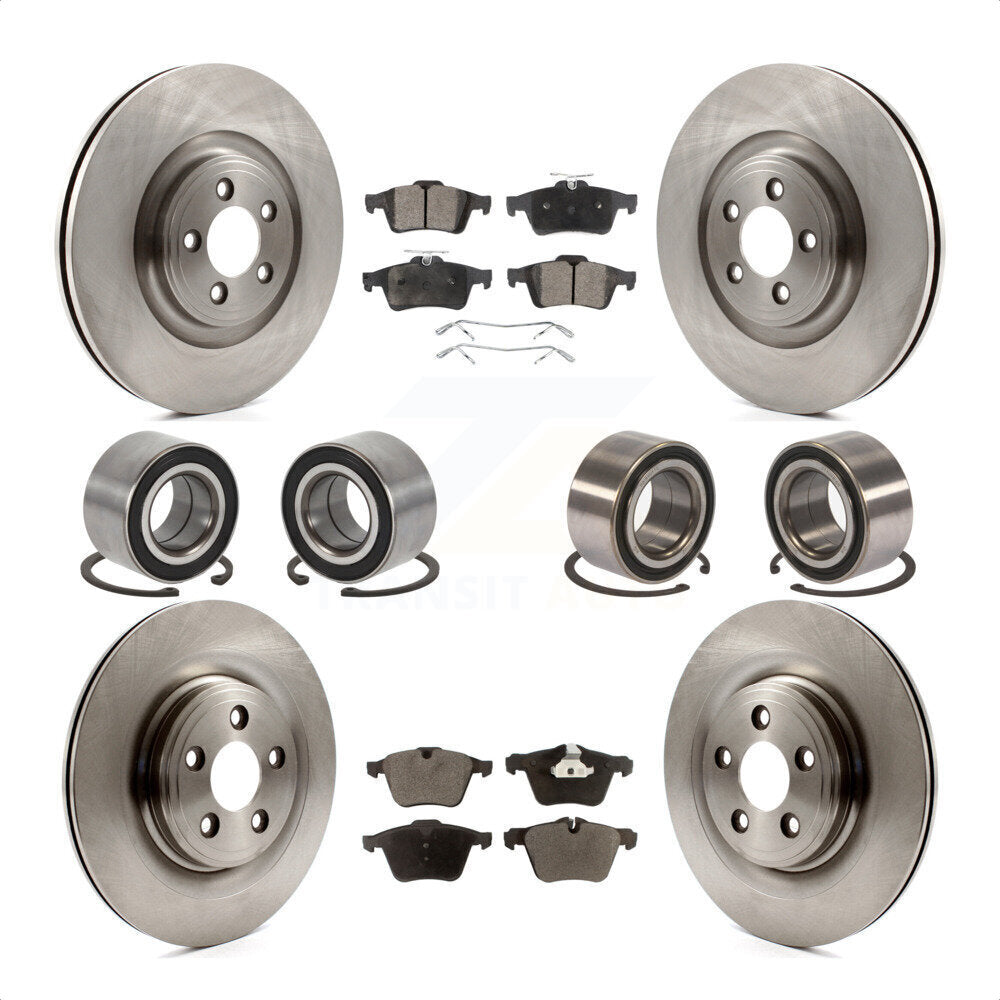Front Rear Wheel Bearings Disc Brake Rotors And Ceramic Pads Kit (10Pc) For 2015-2015 Jaguar XF XK KBB-107283 by Transit Auto