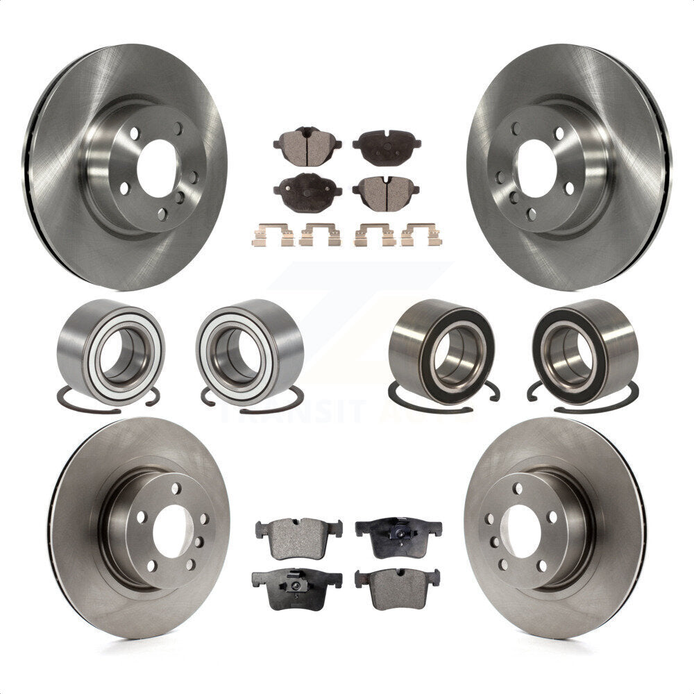 Front Rear Wheel Bearings Disc Brake Rotors And Ceramic Pads Kit (10Pc) For BMW X3 KBB-107286 by Transit Auto