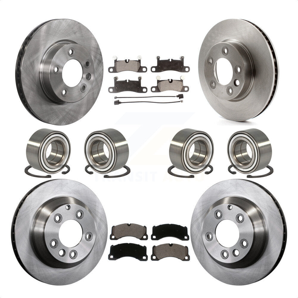 Front Rear Wheel Bearings Disc Brake Rotors And Ceramic Pads Kit (10Pc) For 2016-2017 Volkswagen Touareg KBB-107324 by Transit Auto