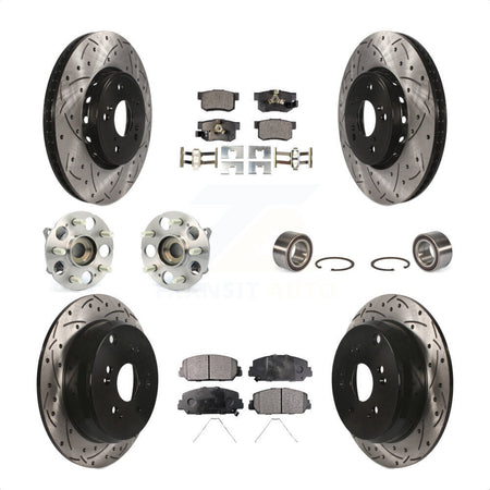 Front Rear Wheel Hub Bearings Assembly Coated Disc Brake Rotors And Semi-Metallic Pads Kit (10Pc) For 2017-2018 Acura RDX AWD KBB-107342 by Transit Auto