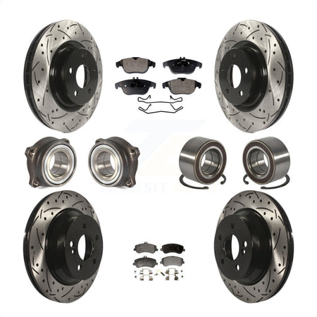 Front Rear Wheel Hub Bearings Assembly Coated Disc Brake Rotors And Semi-Metallic Pads Kit (10Pc) For Mercedes-Benz GLK350 GLK250 KBB-107360 by Transit Auto