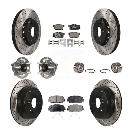 Front Rear Wheel Hub Bearings Assembly Coated Disc Brake Rotors And Semi-Metallic Pads Kit (10Pc) For 2013-2018 Acura RDX FWD KBB-107368 by Transit Auto