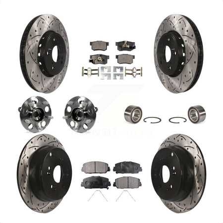 Front Rear Wheel Hub Bearings Assembly Coated Disc Brake Rotors And Semi-Metallic Pads Kit (10Pc) For 2013-2016 Acura RDX AWD KBB-107400 by Transit Auto