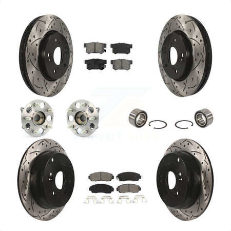 Front Rear Wheel Hub Bearings Assembly Coated Disc Brake Rotors And Semi-Metallic Pads Kit (10Pc) For Acura RDX KBB-107440 by Transit Auto