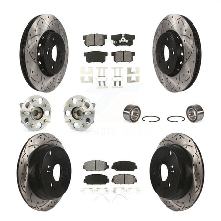 Front Rear Wheel Hub Bearings Assembly Coated Disc Brake Rotors And Semi-Metallic Pads Kit (10Pc) For 2017-2018 Acura RDX AWD KBB-107441 by Transit Auto