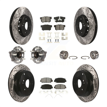 Front Rear Wheel Hub Bearings Assembly Coated Disc Brake Rotors And Semi-Metallic Pads Kit (10Pc) For 2013-2018 Acura RDX FWD KBB-107467 by Transit Auto