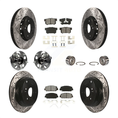 Front Rear Wheel Hub Bearings Assembly Coated Disc Brake Rotors And Semi-Metallic Pads Kit (10Pc) For 2013-2016 Acura RDX AWD KBB-107493 by Transit Auto