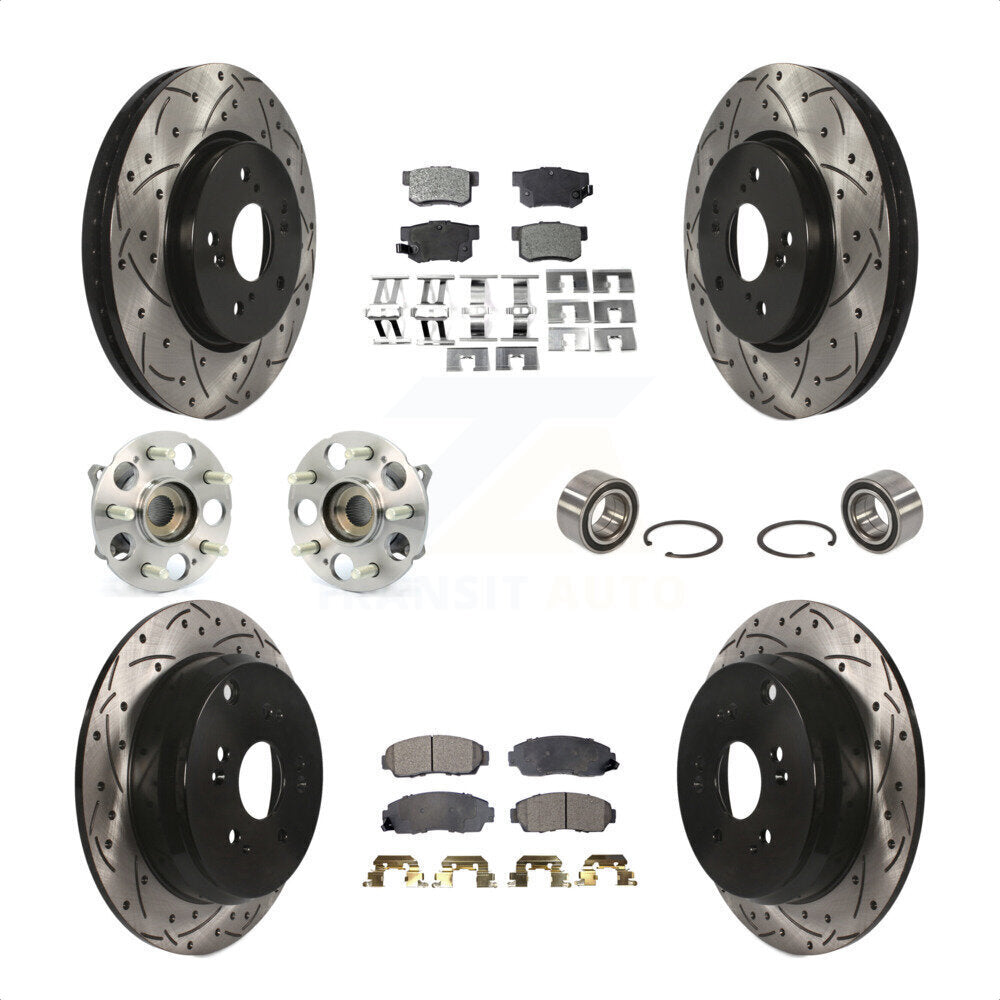 Front Rear Wheel Hub Bearings Assembly Coated Disc Brake Rotors And Ceramic Pads Kit (10Pc) For Acura RDX KBB-107530 by Transit Auto