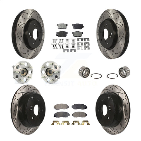 Front Rear Wheel Hub Bearings Assembly Coated Disc Brake Rotors And Ceramic Pads Kit (10Pc) For Acura RDX KBB-107530 by Transit Auto