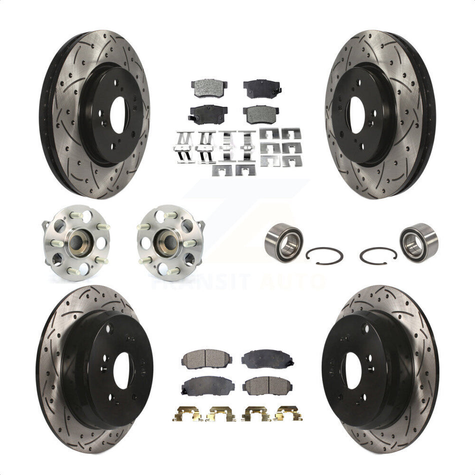 Front Rear Wheel Hub Bearings Assembly Coated Disc Brake Rotors And Ceramic Pads Kit (10Pc) For Acura RDX KBB-107530 by Transit Auto