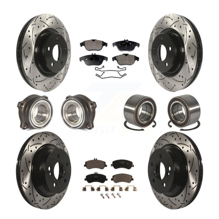 Front Rear Wheel Hub Bearings Assembly Coated Disc Brake Rotors And Ceramic Pads Kit (10Pc) For Mercedes-Benz GLK350 GLK250 KBB-107549 by Transit Auto
