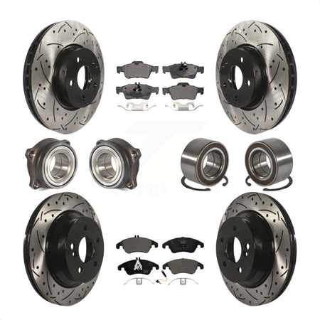 Front Rear Wheel Hub Bearings Assembly Coated Disc Brake Rotors And Ceramic Pads Kit (10Pc) For Mercedes-Benz E350 E400 With 322mm Diameter Rotor KBB-107550 by Transit Auto