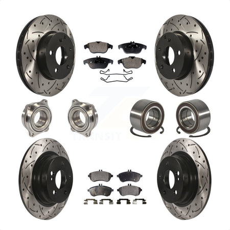 Front Rear Wheel Hub Bearings Assembly Coated Disc Brake Rotors And Ceramic Pads Kit (10Pc) For Mercedes-Benz C300 KBB-107552 by Transit Auto