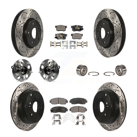 Front Rear Wheel Hub Bearings Assembly Coated Disc Brake Rotors And Ceramic Pads Kit (10Pc) For 2012-2016 Honda CR-V AWD KBB-107588 by Transit Auto