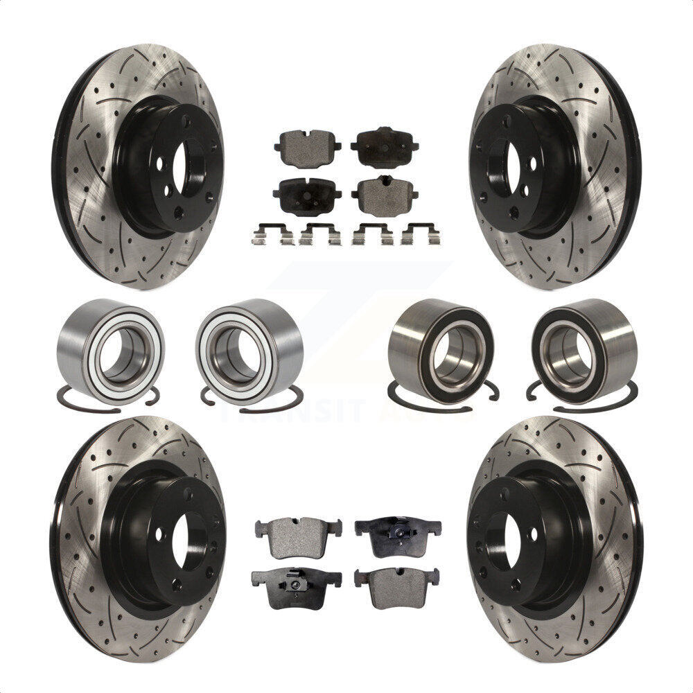 Front Rear Wheel Bearings Coated Disc Brake Rotors And Ceramic Pads Kit (10Pc) For 2012 BMW X3 From 10 11 KBB-107611 by Transit Auto