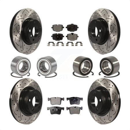 Front Rear Wheel Bearings Coated Disc Brake Rotors And Ceramic Pads Kit (10Pc) For 2012 BMW X3 From 10 11 KBB-107611 by Transit Auto
