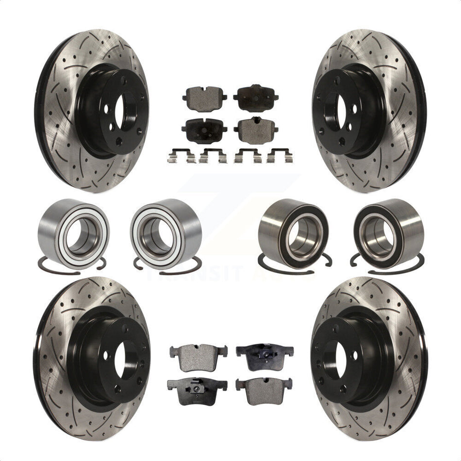 Front Rear Wheel Bearings Coated Disc Brake Rotors And Ceramic Pads Kit (10Pc) For 2012 BMW X3 From 10 11 KBB-107611 by Transit Auto
