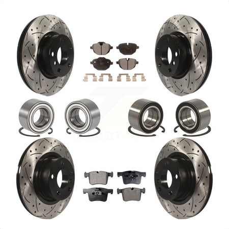 Front Rear Wheel Bearings Coated Disc Brake Rotors And Ceramic Pads Kit (10Pc) For BMW X3 KBB-107612 by Transit Auto