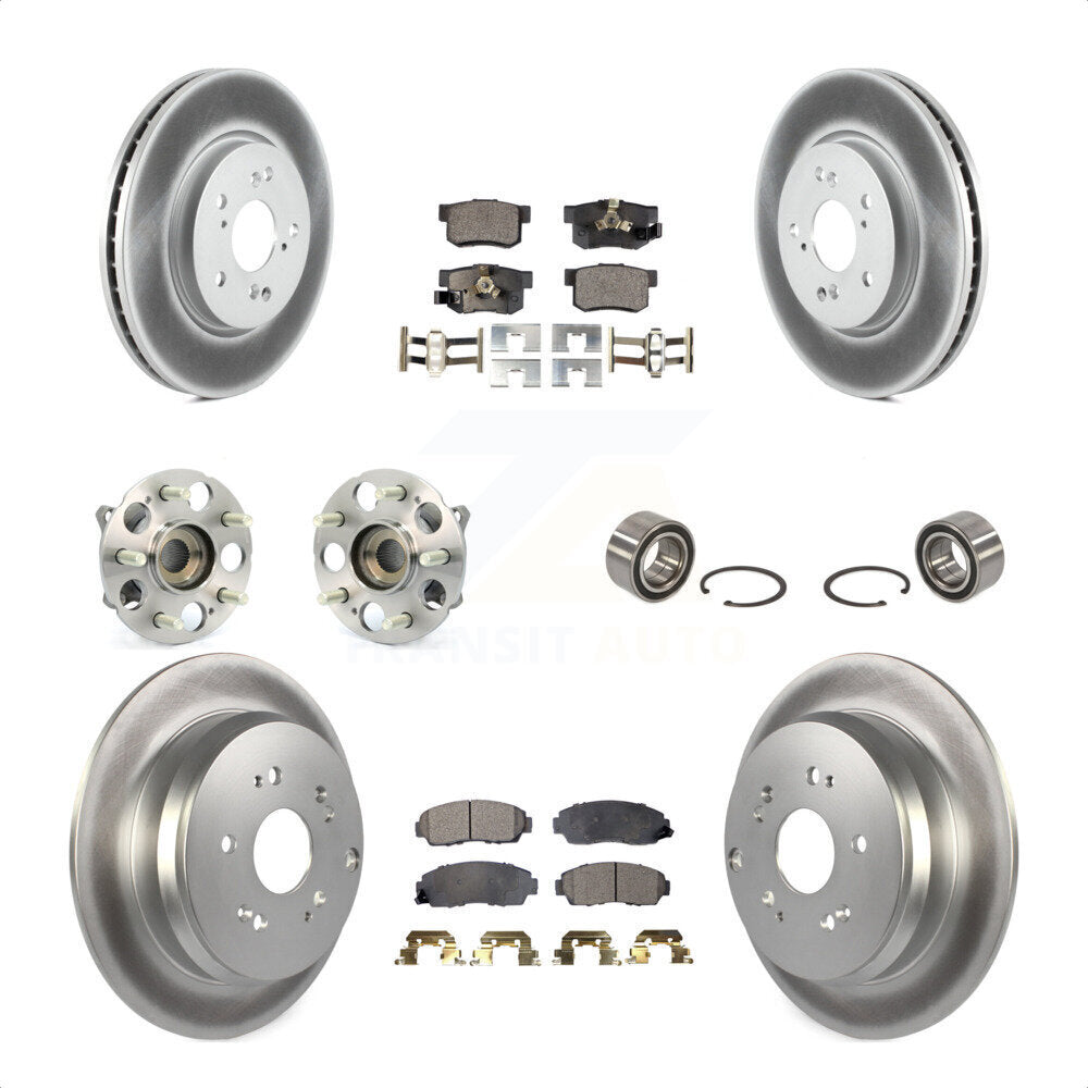 Front Rear Wheel Hub Bearings Assembly Coated Disc Brake Rotors And Semi-Metallic Pads Kit (10Pc) For Honda CR-V Acura RDX KBB-107739 by Transit Auto
