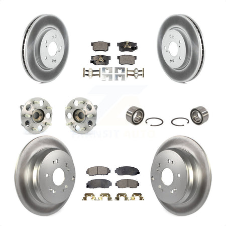 Front Rear Wheel Hub Bearings Assembly Coated Disc Brake Rotors And Semi-Metallic Pads Kit (10Pc) For Honda CR-V Acura RDX KBB-107739 by Transit Auto