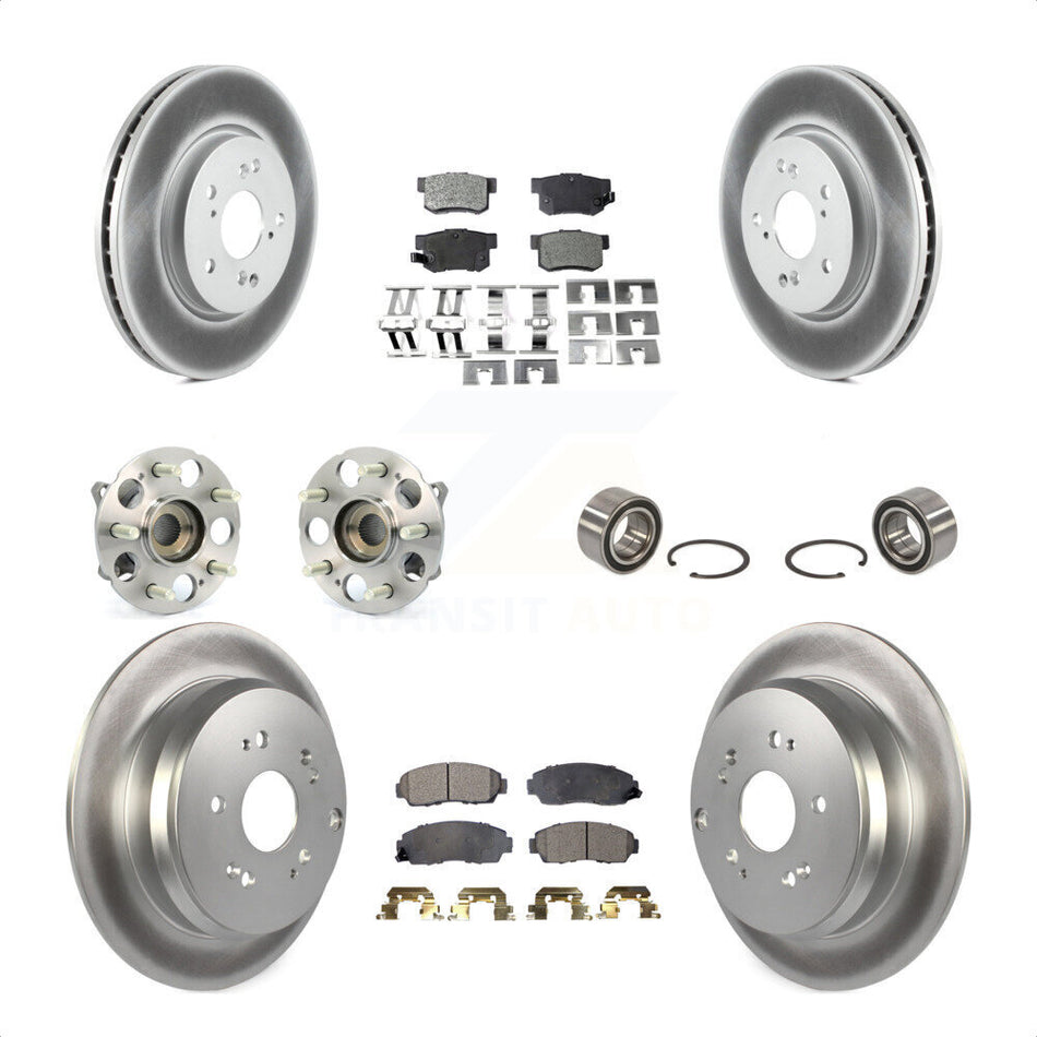 Front Rear Wheel Hub Bearings Assembly Coated Disc Brake Rotors And Semi-Metallic Pads Kit (10Pc) For Acura RDX KBB-107740 by Transit Auto