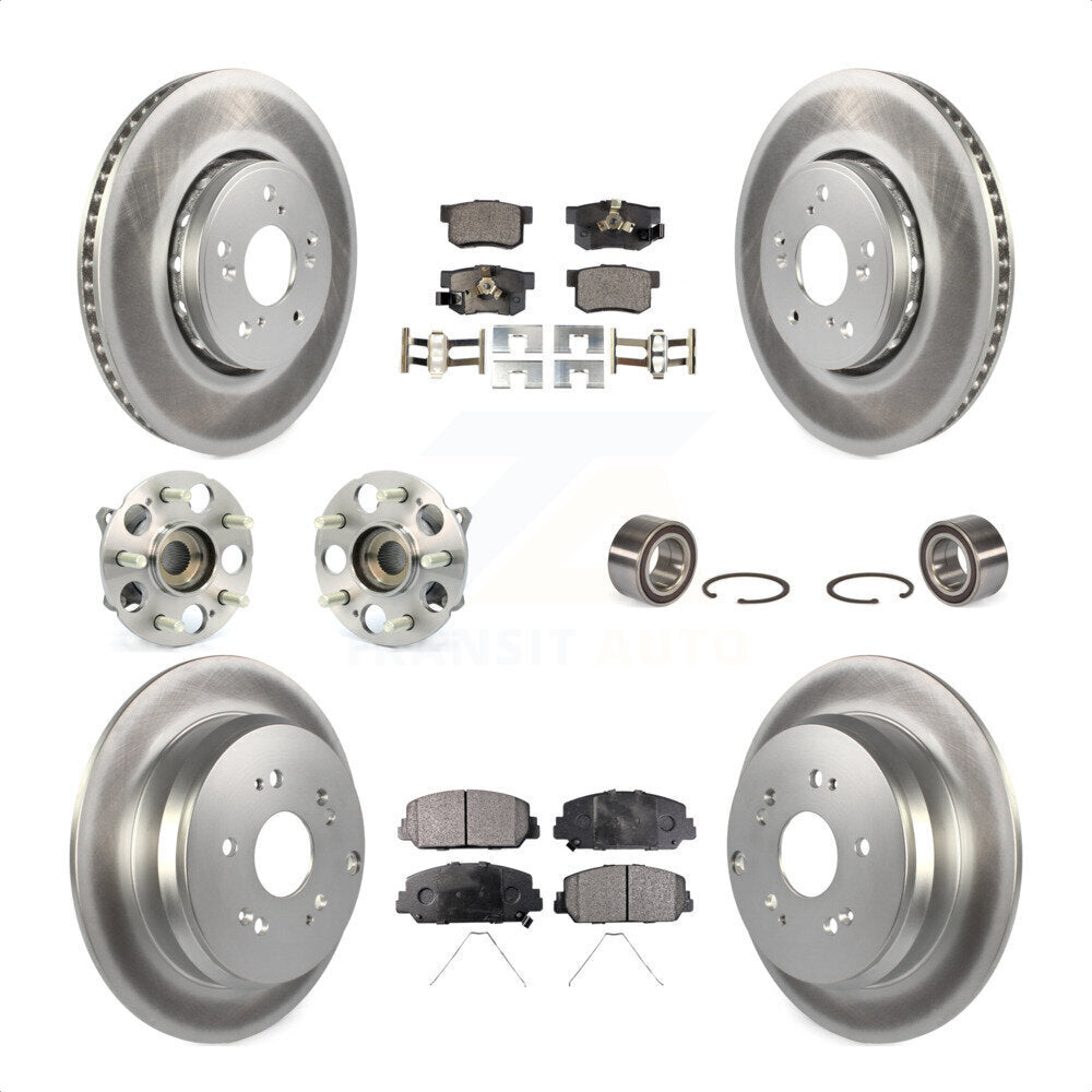 Front Rear Wheel Hub Bearings Assembly Coated Disc Brake Rotors And Semi-Metallic Pads Kit (10Pc) For 2017-2018 Acura RDX AWD KBB-107741 by Transit Auto
