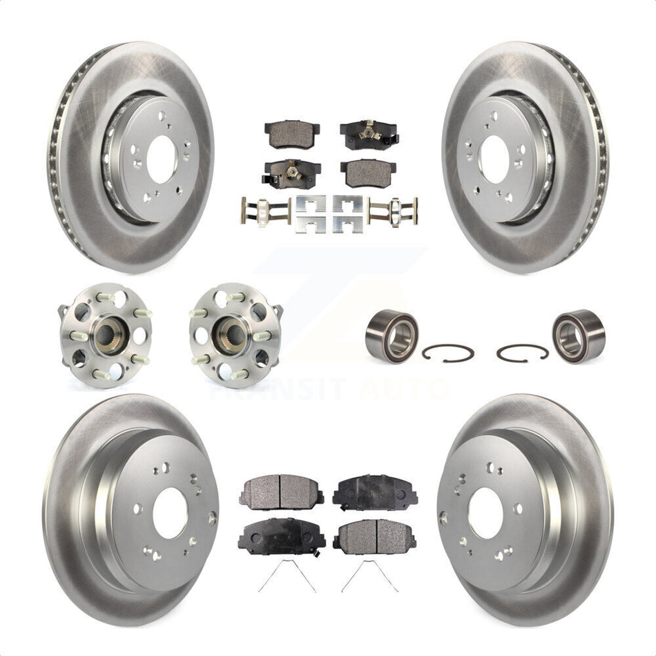 Front Rear Wheel Hub Bearings Assembly Coated Disc Brake Rotors And Semi-Metallic Pads Kit (10Pc) For 2017-2018 Acura RDX AWD KBB-107741 by Transit Auto