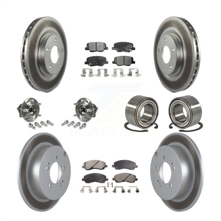 Front Rear Wheel Hub Bearings Assembly Coated Disc Brake Rotors And Semi-Metallic Pads Kit (10Pc) For 2013 Mitsubishi Outlander AWD with 3.0L Without 7 Passenger Seating KBB-107764 by Transit Auto
