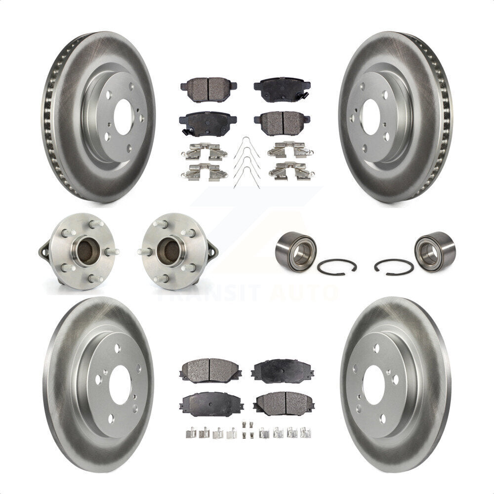 Front Rear Wheel Hub Bearings Assembly Coated Disc Brake Rotors And Semi-Metallic Pads Kit (10Pc) For 2017-2018 Toyota Corolla iM KBB-107775 by Transit Auto