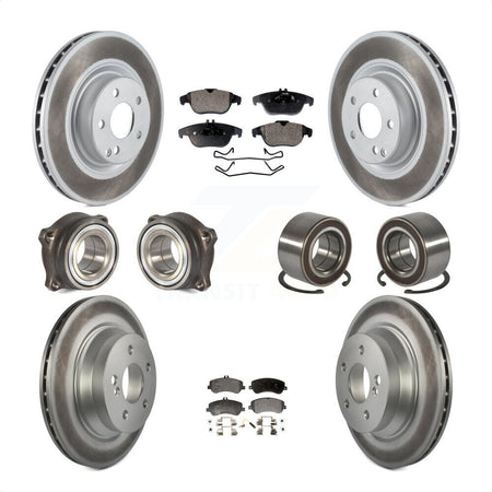 Front Rear Wheel Hub Bearings Assembly Coated Disc Brake Rotors And Semi-Metallic Pads Kit (10Pc) For Mercedes-Benz GLK350 GLK250 KBB-107790 by Transit Auto