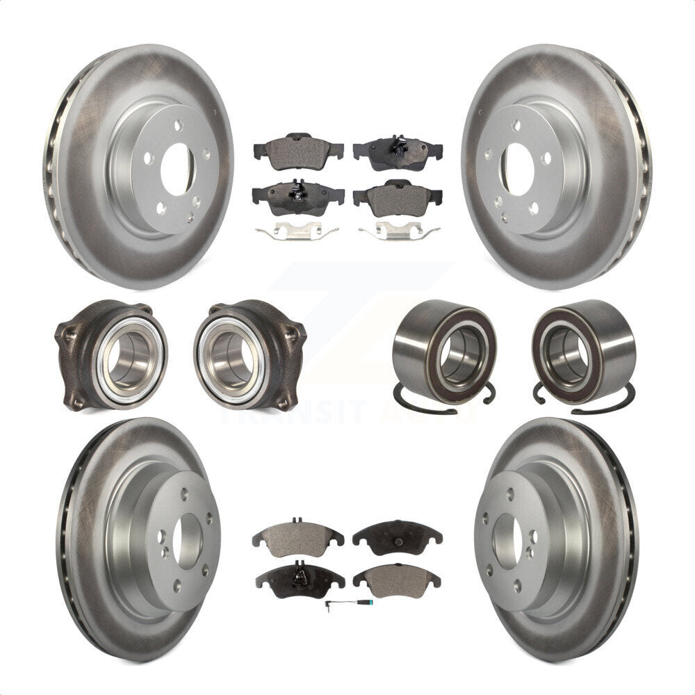 Front Rear Wheel Hub Bearings Assembly Coated Disc Brake Rotors And Semi-Metallic Pads Kit (10Pc) For Mercedes-Benz E350 E400 With 322mm Diameter Rotor KBB-107791 by Transit Auto