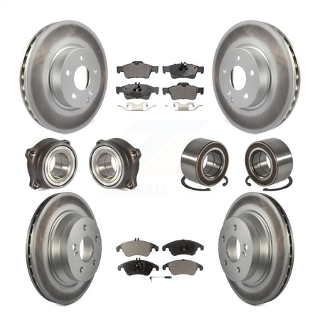 Front Rear Wheel Hub Bearings Assembly Coated Disc Brake Rotors And Semi-Metallic Pads Kit (10Pc) For Mercedes-Benz E350 E400 With 322mm Diameter Rotor KBB-107791 by Transit Auto