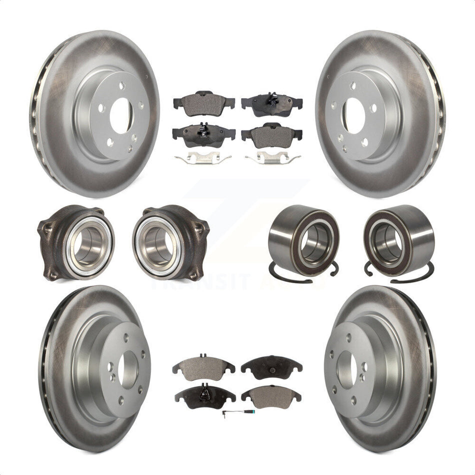 Front Rear Wheel Hub Bearings Assembly Coated Disc Brake Rotors And Semi-Metallic Pads Kit (10Pc) For Mercedes-Benz E350 E400 With 322mm Diameter Rotor KBB-107791 by Transit Auto