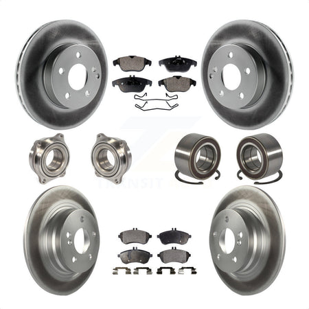 Front Rear Wheel Hub Bearings Assembly Coated Disc Brake Rotors And Semi-Metallic Pads Kit (10Pc) For Mercedes-Benz C300 KBB-107795 by Transit Auto