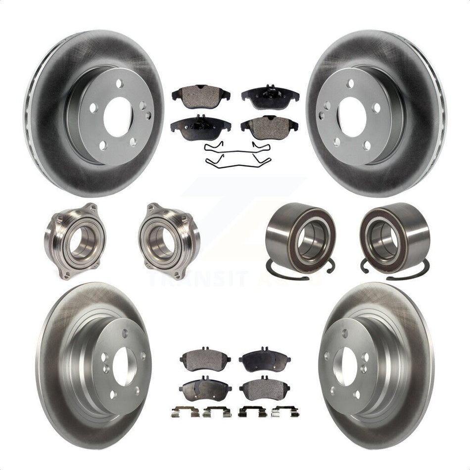 Front Rear Wheel Hub Bearings Assembly Coated Disc Brake Rotors And Semi-Metallic Pads Kit (10Pc) For Mercedes-Benz C300 KBB-107795 by Transit Auto