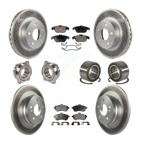 Front Rear Wheel Hub Bearings Assembly Coated Disc Brake Rotors And Semi-Metallic Pads Kit (10Pc) For Mercedes-Benz C300 KBB-107796 by Transit Auto
