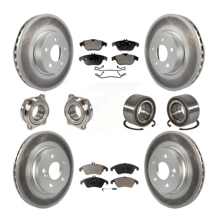 Front Rear Wheel Hub Bearings Assembly Coated Disc Brake Rotors And Semi-Metallic Pads Kit (10Pc) For Mercedes-Benz C300 C350 KBB-107798 by Transit Auto