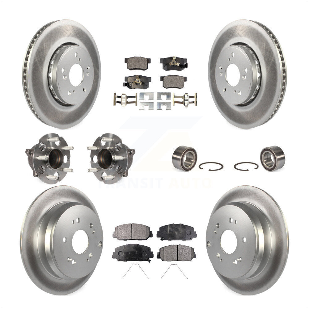 Front Rear Wheel Hub Bearings Assembly Coated Disc Brake Rotors And Semi-Metallic Pads Kit (10Pc) For 2013-2018 Acura RDX FWD KBB-107835 by Transit Auto