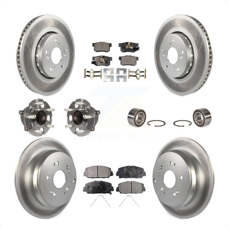 Front Rear Wheel Hub Bearings Assembly Coated Disc Brake Rotors And Semi-Metallic Pads Kit (10Pc) For 2013-2018 Acura RDX FWD KBB-107835 by Transit Auto
