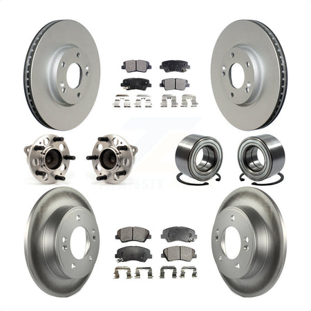 Front Rear Wheel Hub Bearings Assembly Coated Disc Brake Rotors And Semi-Metallic Pads Kit (10Pc) For 2015 Hyundai Veloster Tech RE FLEX SE KBB-107856 by Transit Auto
