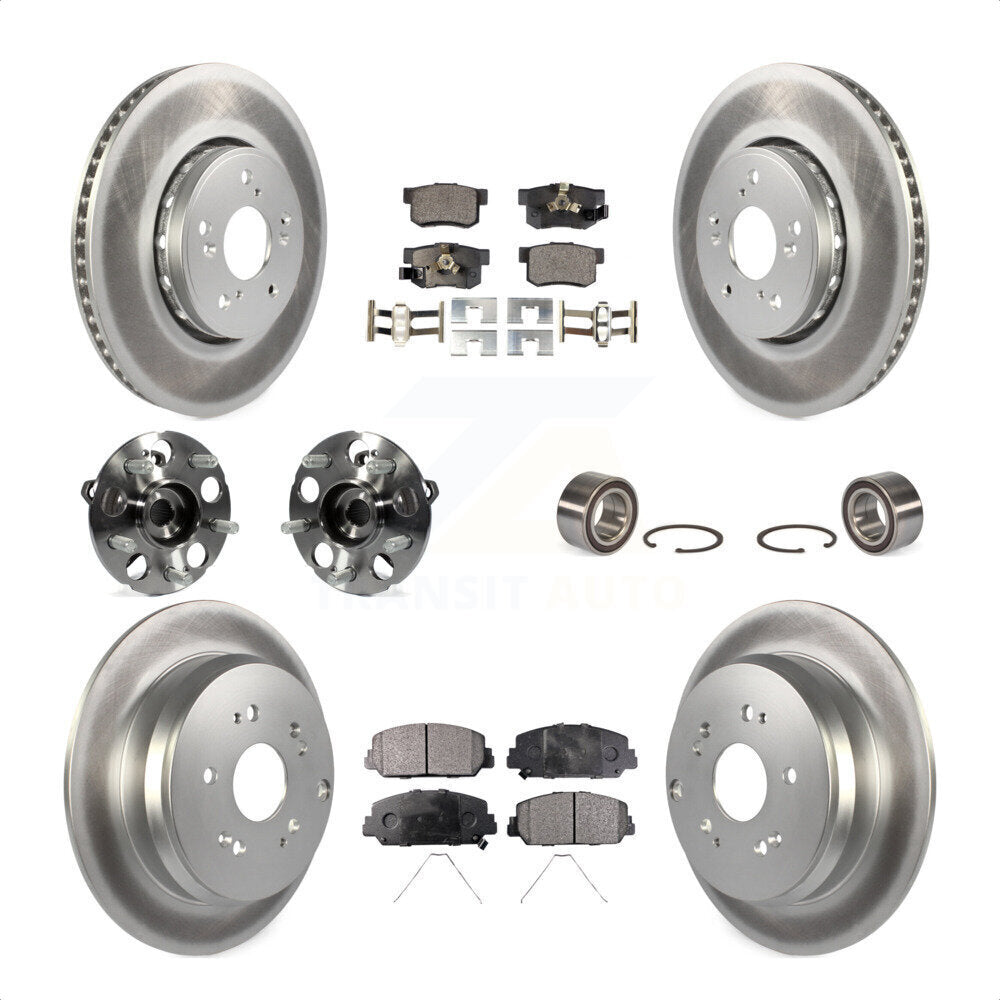 Front Rear Wheel Hub Bearings Assembly Coated Disc Brake Rotors And Semi-Metallic Pads Kit (10Pc) For 2013-2016 Acura RDX AWD KBB-107875 by Transit Auto