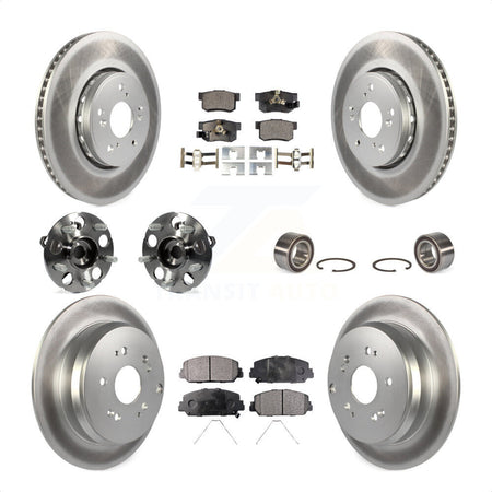 Front Rear Wheel Hub Bearings Assembly Coated Disc Brake Rotors And Semi-Metallic Pads Kit (10Pc) For 2013-2016 Acura RDX AWD KBB-107875 by Transit Auto