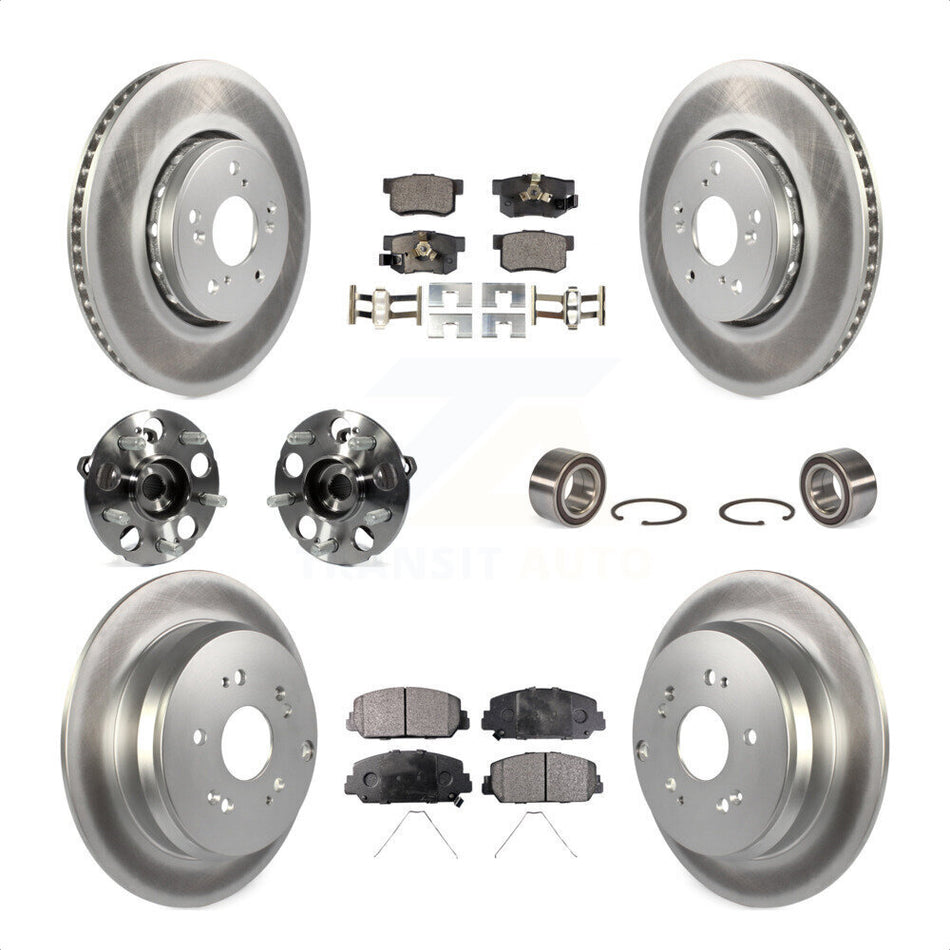 Front Rear Wheel Hub Bearings Assembly Coated Disc Brake Rotors And Semi-Metallic Pads Kit (10Pc) For 2013-2016 Acura RDX AWD KBB-107875 by Transit Auto