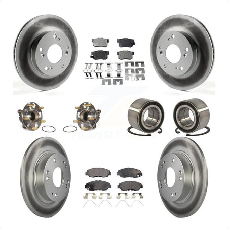 Front Rear Wheel Hub Bearings Assembly Coated Disc Brake Rotors And Semi-Metallic Pads Kit (10Pc) For Honda Civic KBB-107876 by Transit Auto